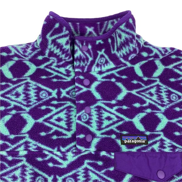 Patagonia Snap T Synchilla Womens Ikat Big Fish Small Purple - Picture 2 of 8
